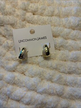 Uncommon James Gold Pavé Curved Hinge Earrings